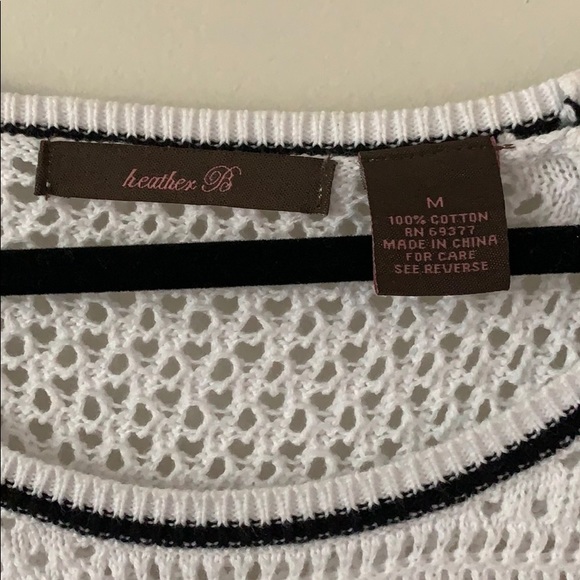 Heather B Eyelet Crew Neck Sweater White Medium - Picture 3 of 4